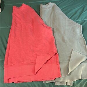 Time and Tru Pink and Sage Crew Neck Sweaters